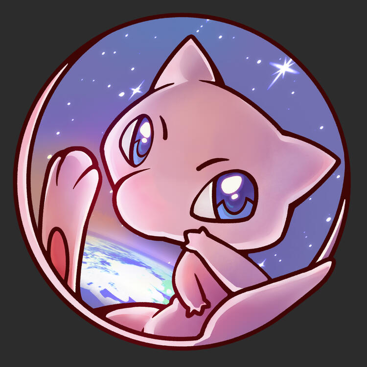 Illustration of the Pokemon Mew.