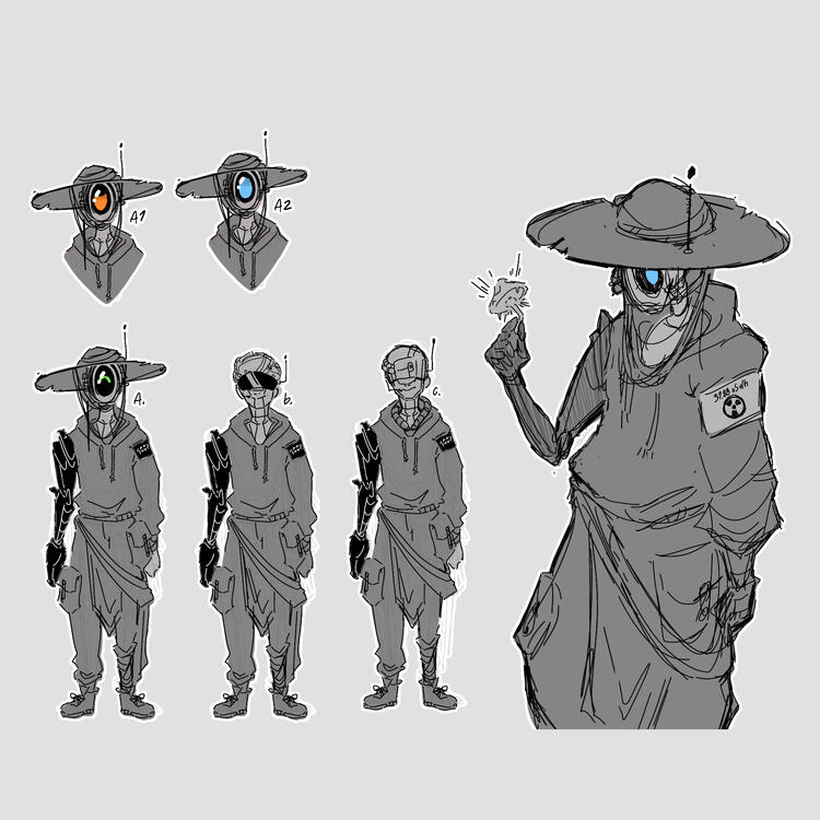 Concept of the character "B3nicio", main character of the animation bible "Project Fungi".