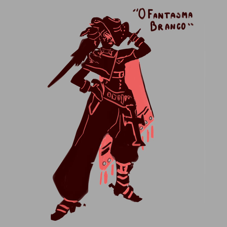 Conceito de personagem "Fantasma Branco", baseado na mistura do período do Velho Oeste e a subcultura gótica.